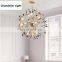 Natural Agate Leaves Chandelier Hanging Light Creative Foyer Globe Colored LED Pendant Lighting