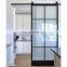 Customized Black Frame  High Quality Safety Sliding Tempered Glass Barn Door
