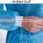 Non-woven Disposable Blue Isolation Gown with Knit Cuff