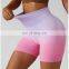 Top Sale Women's Workout Fitness Shorts High Waist Color Gradients Booty Push Up Yoga Gym Shorts Scrunch Butt Short Pants