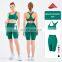 Tik Tok High Elastic Front Zipper Sport Bra Biker Shorts Sets Women Fitness Yoga Wear