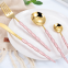 High Quality Red and Gold Brushed Golden Colored Matte Plated Wedding 304 Stainless Steel Cutlery Flatware Set for Hotels