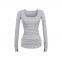 Solid Color Design Niche Long Sleeve Sleeve T-shirt Sexy Spice Girl Big U Collar Light Breathable Base Shirt