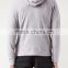 Plain gray french terry zip hoodie for men with side hidden pocket