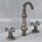 Double handles brass bathroom design baisn antique faucet china supplier