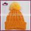 Women's Fur Beanie Pop Hat Knitted Wooly Beanie Faux Fur Pom Pom Ski Winter Hat