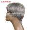 44# silver grey wigs short machine made/lace front 4inch hair and futura blend wig