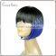 premium Japanese synthetic wig ombre blue short bob wig synthetic lace front wig for party nobel