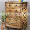INDIAN MANGO WOOD 5 DRAWER CHEST WITH IRON WHEEL
