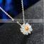 Sterling Silver Lovely Daisy Flower Charm Chain Pendant Necklace