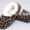 Winter slipper,Leopard Print Fleece Lined Womens Footies,