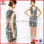 2014 digital printing evening dress without sleeves women evening dress short