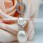 Double-circle shape CZ 18k gold plated 9-10mm AAA white drop pearl Pendant