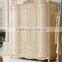 Luxury French fancy antique design Bedroom Furniture sets with solid wood wardrobe