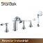 Star.aok 2-Handle Deck-Mount Roman Tub Faucet With Handheld Shower in Brushed Nickel