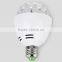 Hot selling Auto Mini Party Induction Light LED Bulbs E27 3W Bulb Full Color RGB LED Plastic Rotating Lamp with Remote Control