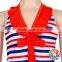 Red & Blue Stripes Print Swimwear Suspender Pattern Bikini Kids Baby Girls Mini Skirt Swimwear