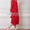 ladies beach dresses cotton-blend Red Button-Up Handkerchief short front long back dress