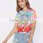 2017 Wholesale T-Shirt Tie Dye Drop Shoulder Rayon Stretchy Soft Tees Short Sleeve Printing Round Neck