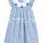 Children Boutique Cotton frocks designs baby blue boat Smocked Dress Summer kids clothing