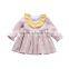 Kids Clothing Wholesale Stripe Longsleeve Ruffle Lining Dresses Baby Children