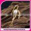 Fashion Gold Zircon White Pearl Crane Brooch Pin