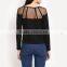 Two-color Long Sleeve T-shirt Skin Tight t Shirt With Net Design