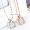Luxury Square Jewelry Sets white golden zircon top quality Engagement Necklace Earring silver bridal jewelry sets