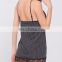 women vertical stripe cupless sexy lingerie mini sleepwear with lace