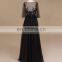 Long Sleeves Boho Beaded Black Wedding Dress