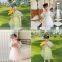 X1260/Sweet fashion solid one to six years baby girls puff sleeve dress with lace