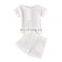 New 2Pcs Clothes Set Boys Summer Clothing Baby Boys Girls Cotton Solid Button T-shirts Tops+Striped Shorts Outfits