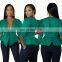 Women Elegant Office Tunic Shirt Sexy Deep V-Neck Belted Fashion Ruffles Tops Blouses