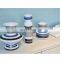 Nordic Simple Colorful Geometrical Blue Stripped Decorative Ceramic Vase Set for Tabletop Decoration