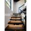 Contemporary Straight Staircases with Wood Tread Invisible Stringer