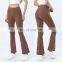 Wholesale Nude High Waist Back Pocket Flared Yoga leggings Peach Hip Wide Leg Sports Gym Pants For Women Active Exercise Wearn