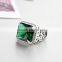 Factory sale rhodium plating big Indian ring for man with emerald