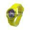 Lovely girls yellow color silicone bracelet watch with pink printing pattern dial