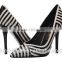 Hot sale zebra-stripe lady sandals pointed toe with good quality cozy dress shoes