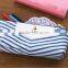 New Canvas Navy Marine Stripe Zipper Pouch Bag Pen Box