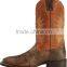 Chocolate stitched pattern makes burnt orange leather shaft Western cowboy Boots wholesale