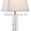 wholesale high quality America modern room table lamp with crystal lampstand and white fabric shade