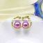7-8mm Size Natural Freshwater Pearl Earrings White Color Pink Color and Purple