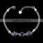 Factory directly selling length adjustable white gold plated bracelet inlaid purple CZ stone