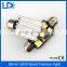 36MM 5050 6 SMD LED Car License black Plate Light White Canbus Festoon Bulb