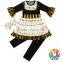 Children Set Clothes Black Coat And Pants With A White Dot Printing Ruffle Baby Girl Boutique Clothing Sets