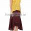 Customized Lady's Apparel Burgundy Sheer Striped Striped Silk Georgette Midi Skirt(DQM021S)