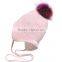 Myfur Children Girls Cotton Hat with Fleece Lining Earflap Braid Beanie Cap