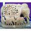 CARVED WHITE GRAY MARBLED STONE ELEPHANT