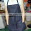 100% pure linen cafe shop apron in navy blue color with drawstring ties